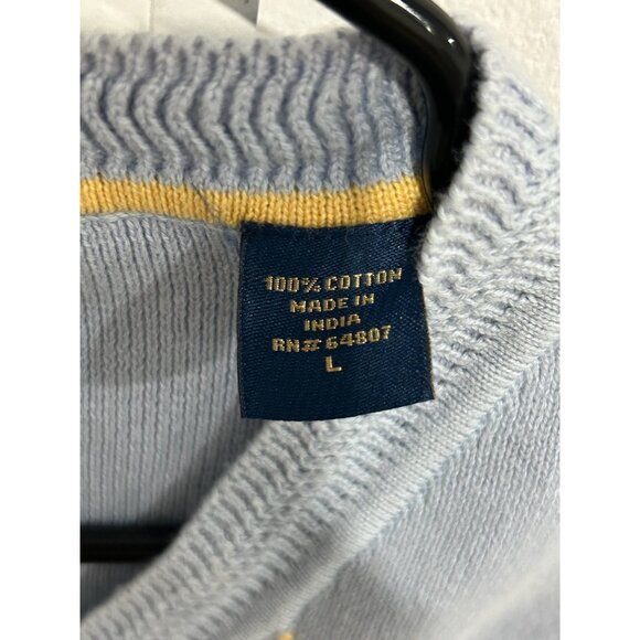 T. Harris London Mens Light Blue Sleeveless V-Neck Sweater Vest With Multicolor - Picture 6 of 10